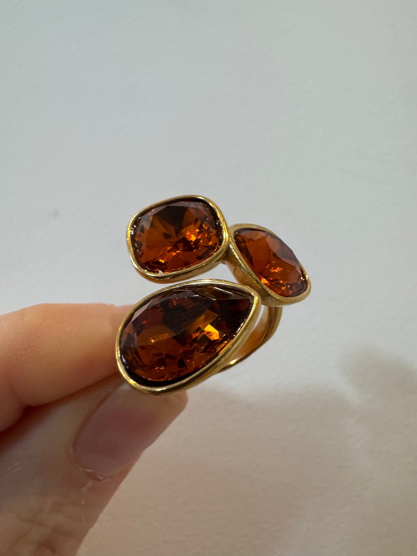 Amber Crystal Ring