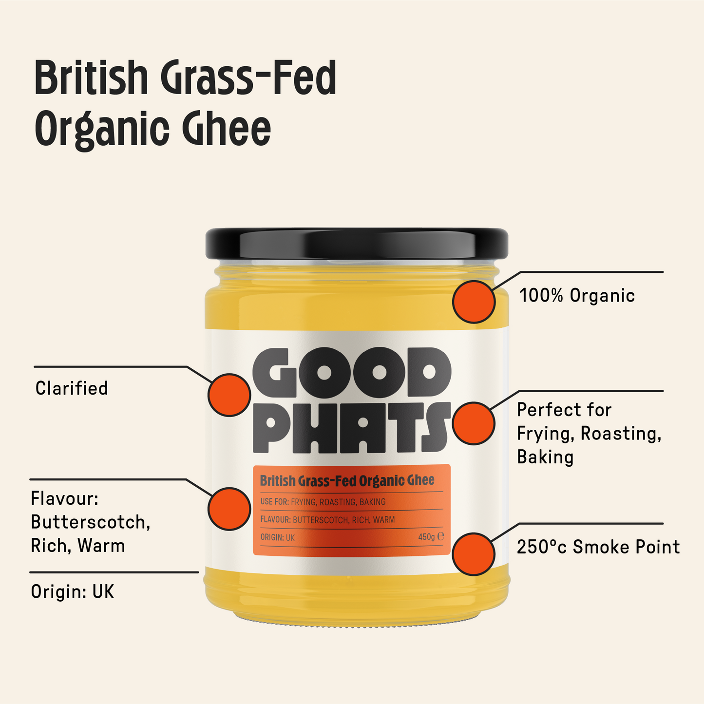 Organic British Grass-Fed Ghee 450g