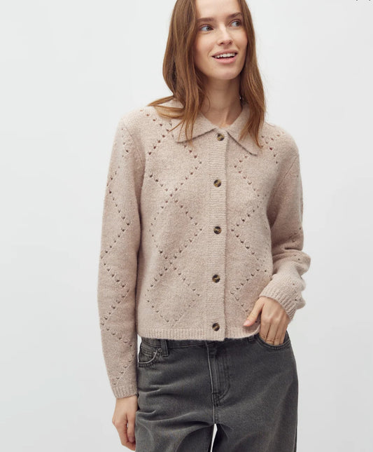 PALLIOMA-M KNIT CARDIGAN - LIGHT BEIGE