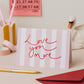 'Love you More' Pink Stripe Valentine's Card: Cellophane