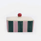 Lilac/Teal Stripe Butter Dish