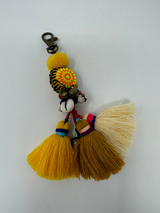 Embroidered tassel keyring : Green