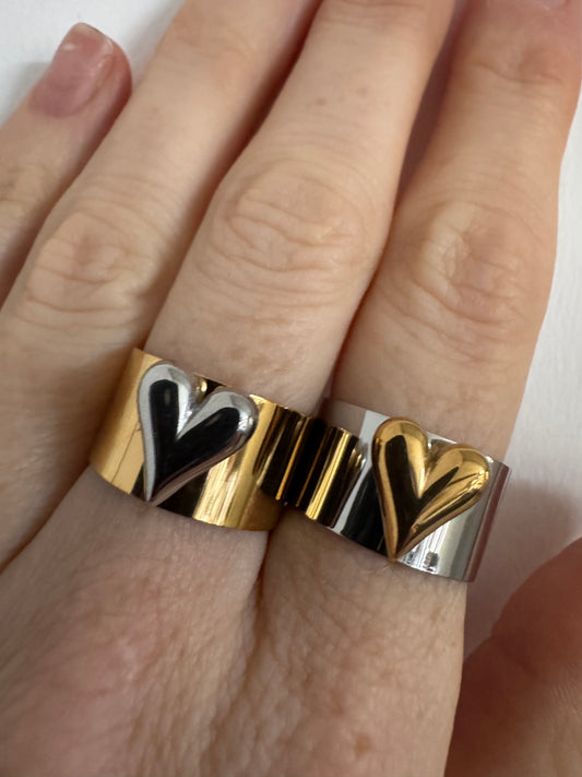 Lenny Heart Ring - Gold / Silver