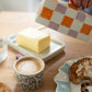 Orange/Lilac Check Butter Dish