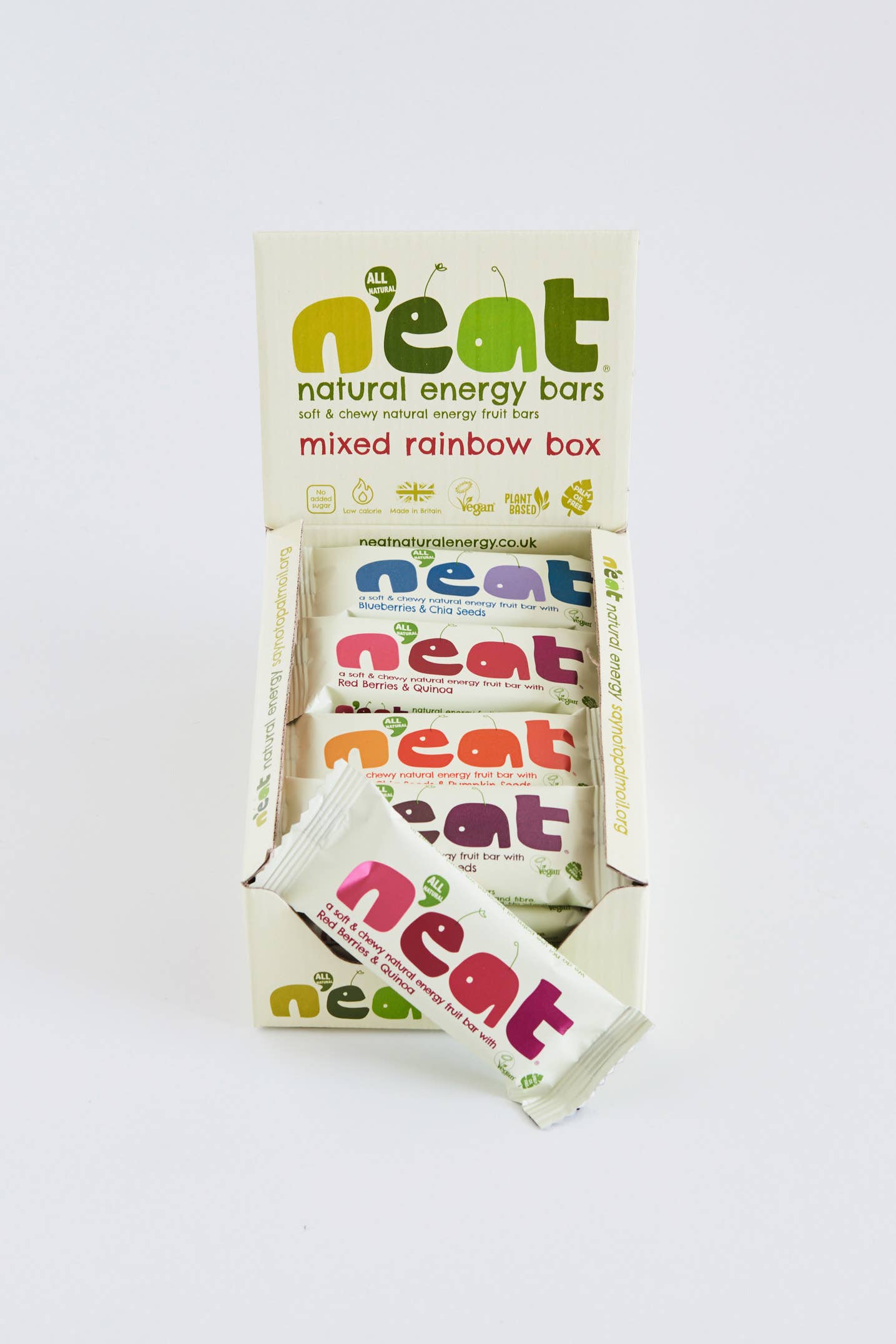 N'eat Natural Energy Bars Mixed Rainbow Box 16x45g