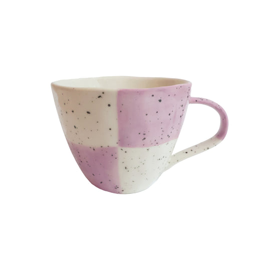 Purple White Check Mug