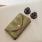 Small Leather purse: Khaki Metal