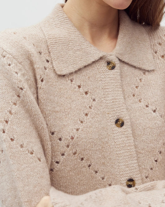PALLIOMA-M KNIT CARDIGAN - LIGHT BEIGE