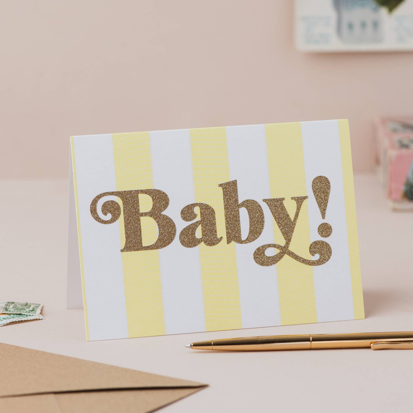 'Baby!' Card with Biodegradable Glitter: Naked