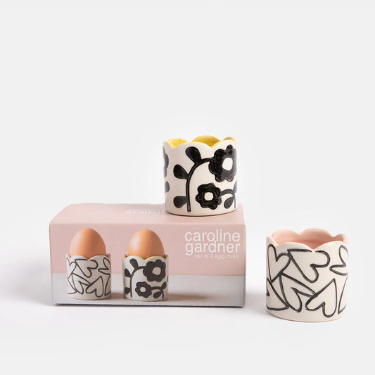 Flower/Heart Set of 2 Egg Cups