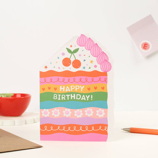 Rainbow Sprinkle Cake Die Cut Luxury Birthday Card For Kids