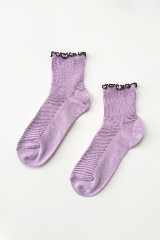 The Petite Ruffled Modal Socks in Lilac