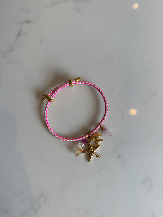 Pink paracord charm bracelet