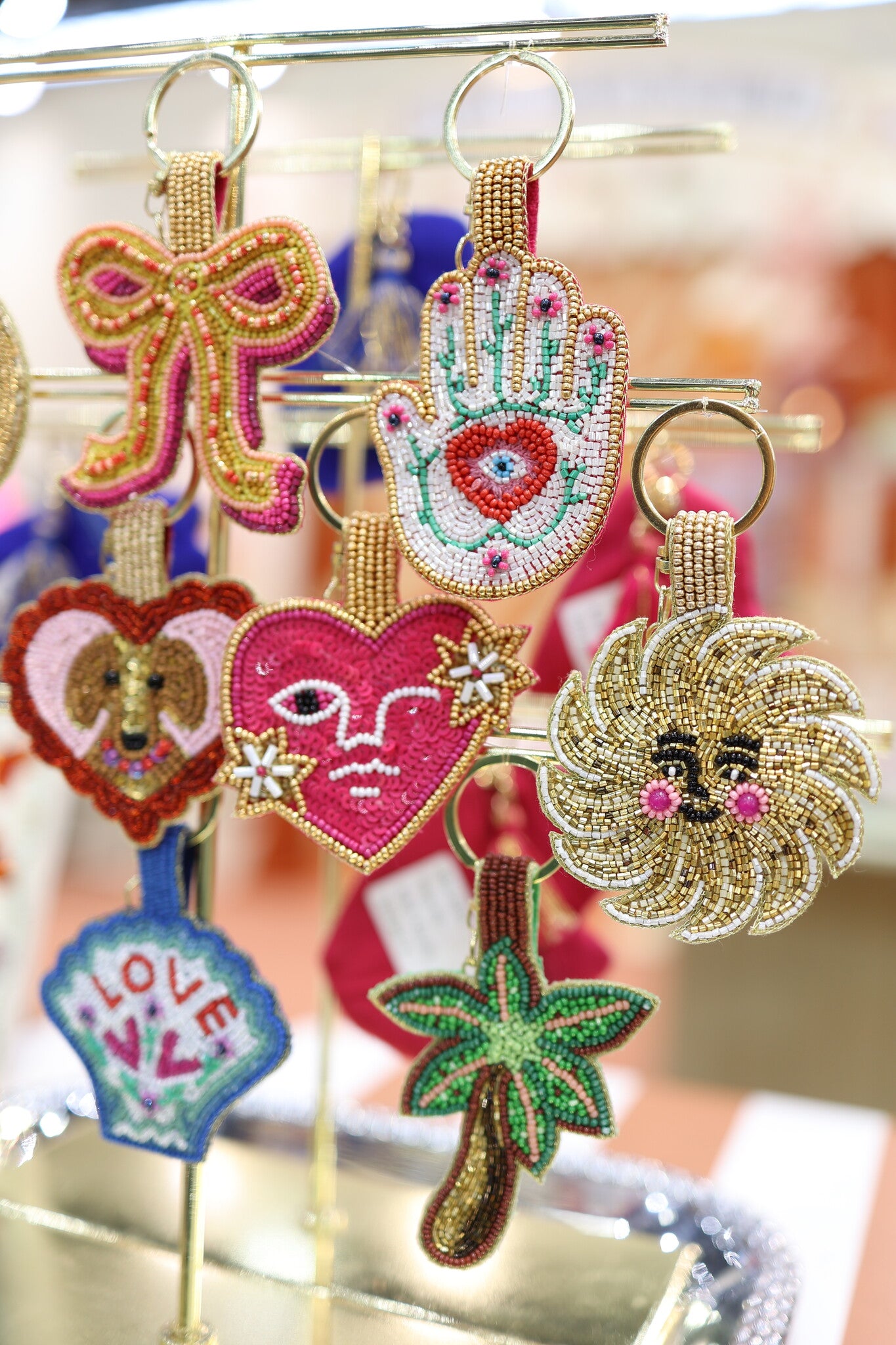 Beaded Keyring - Smiley Sun