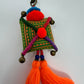 Embroidered tassel keyring : Orange