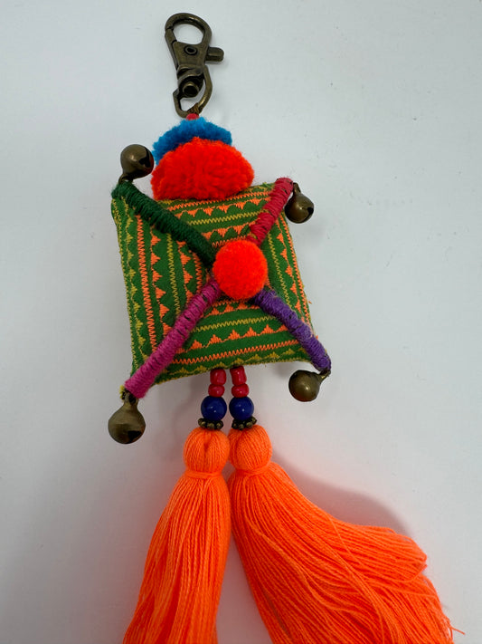 Embroidered tassel keyring : Orange