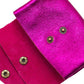 Small Leather purse: Fuchsia Metal