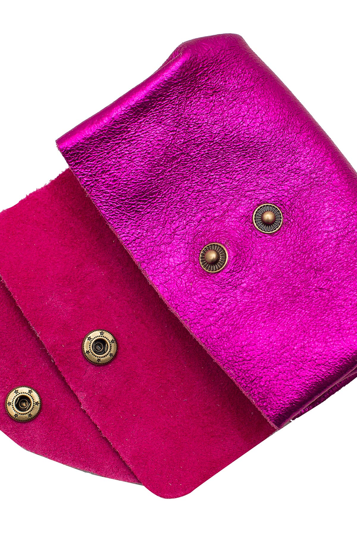 Small Leather purse: Fuchsia Metal