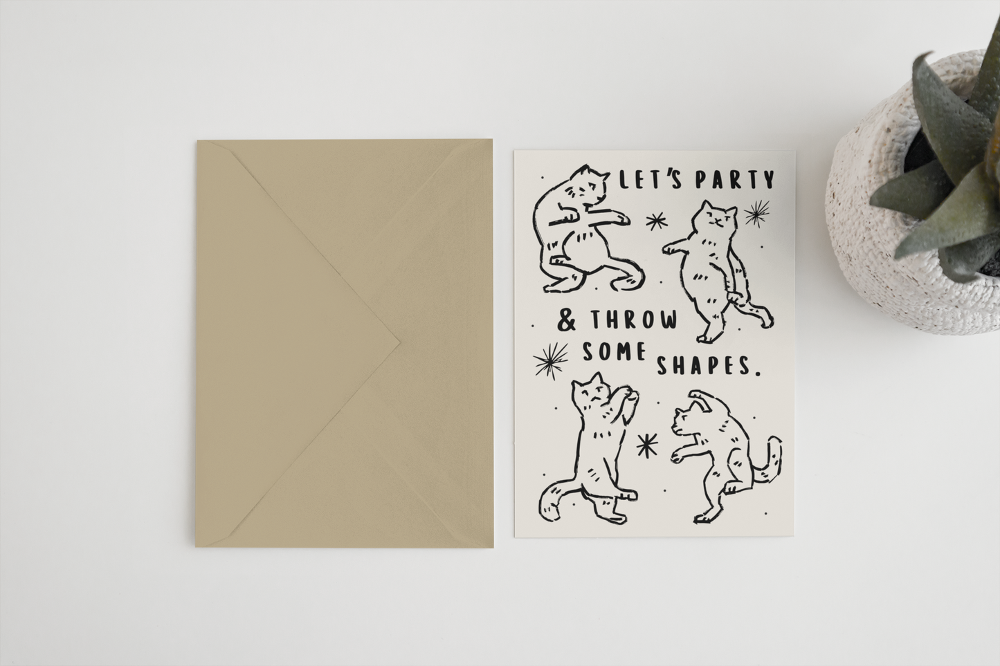 Let’s party and throw some shapes A6/5x7 card: Naked (no clasp or cello) / A6