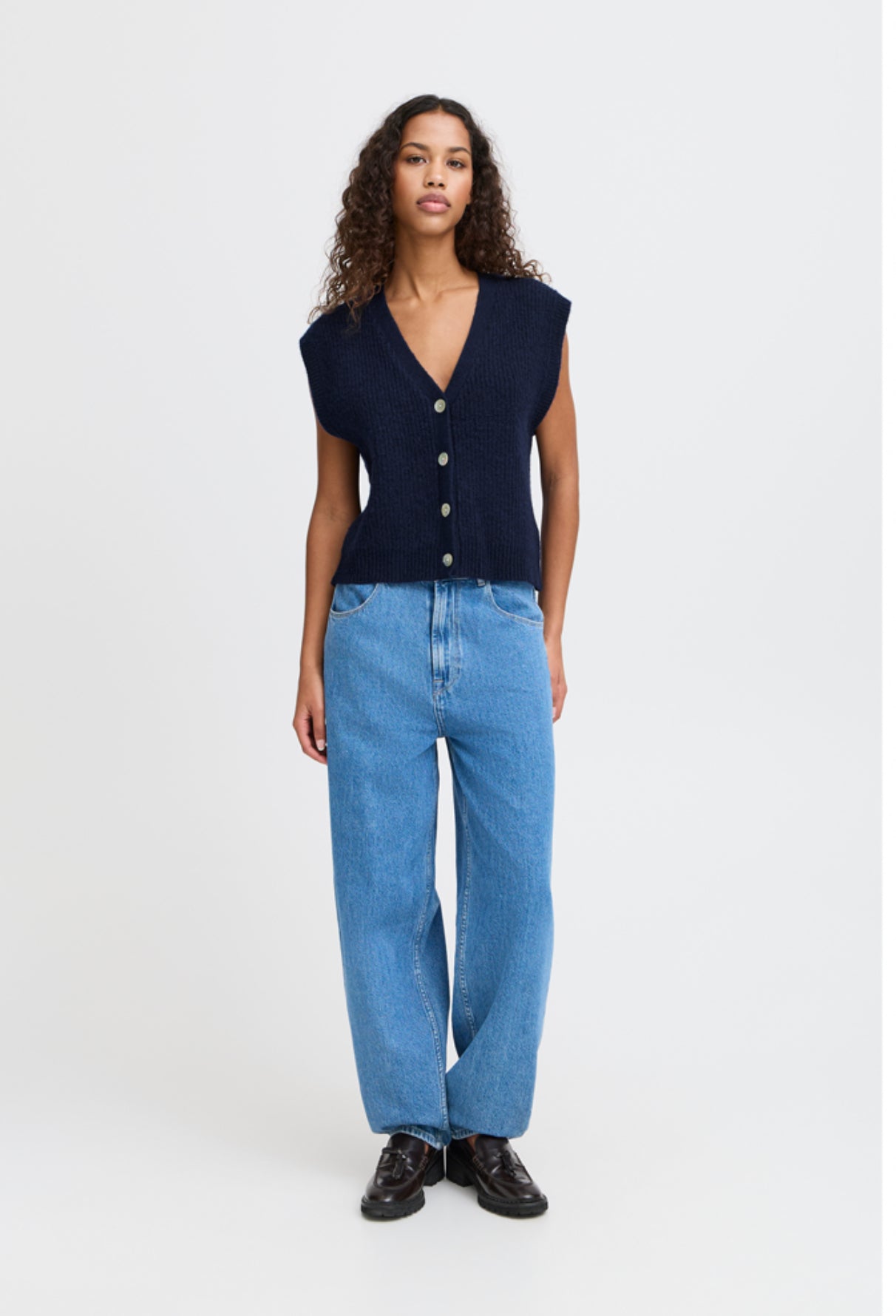 Navy Povoke Waistcoat