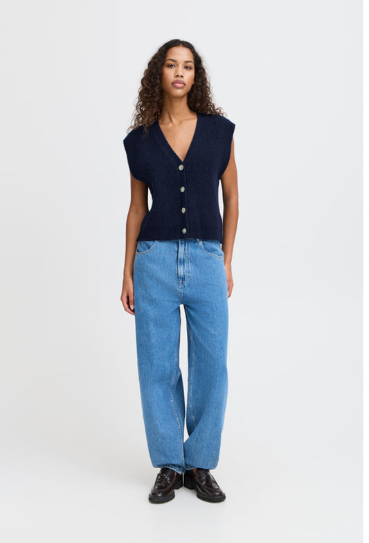 Navy Povoke Waistcoat