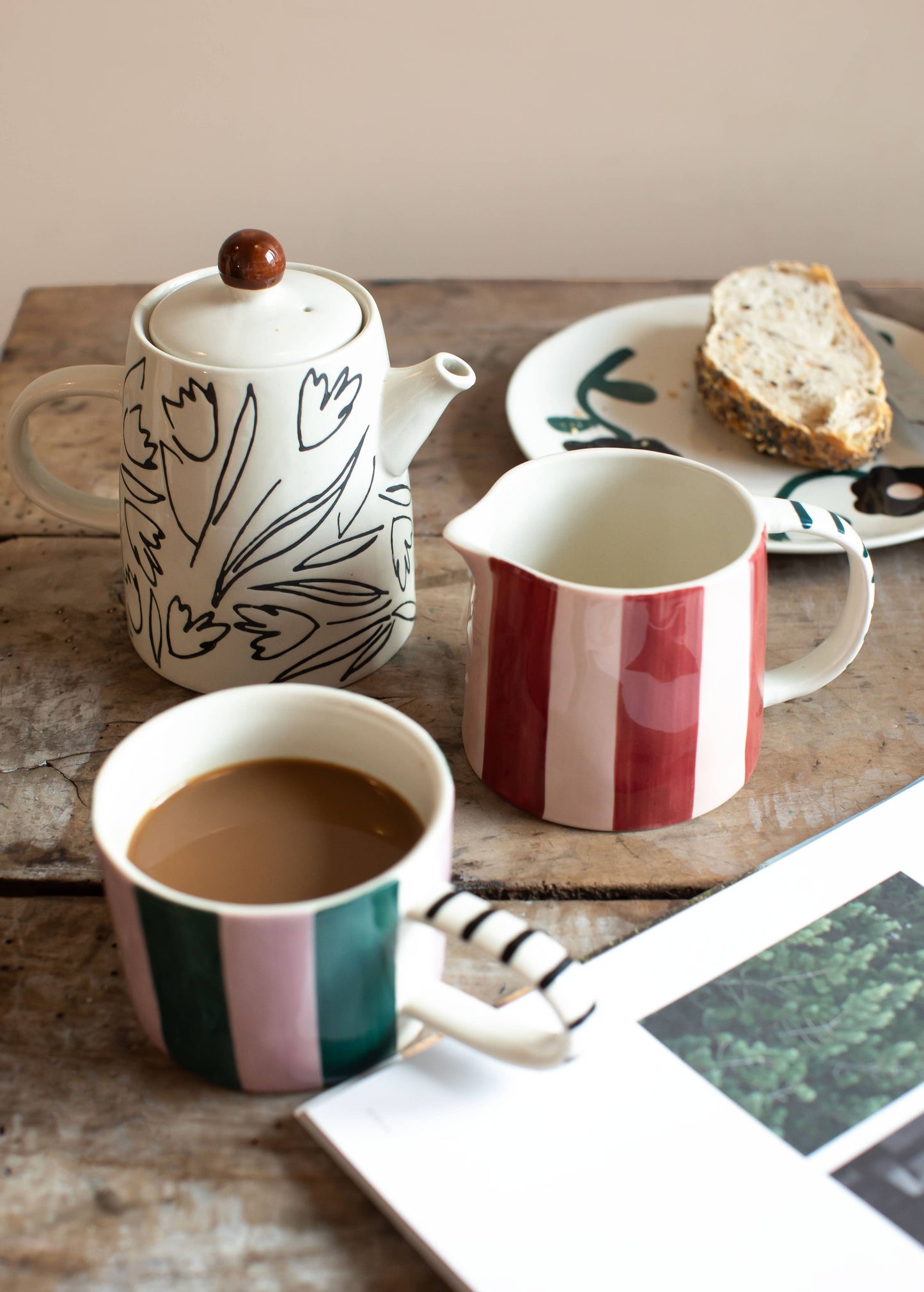 Teal/Lilac Stripe Large Mug