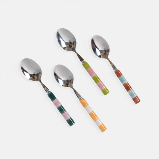 Multi-Stripe Set of 4 Teaspoons