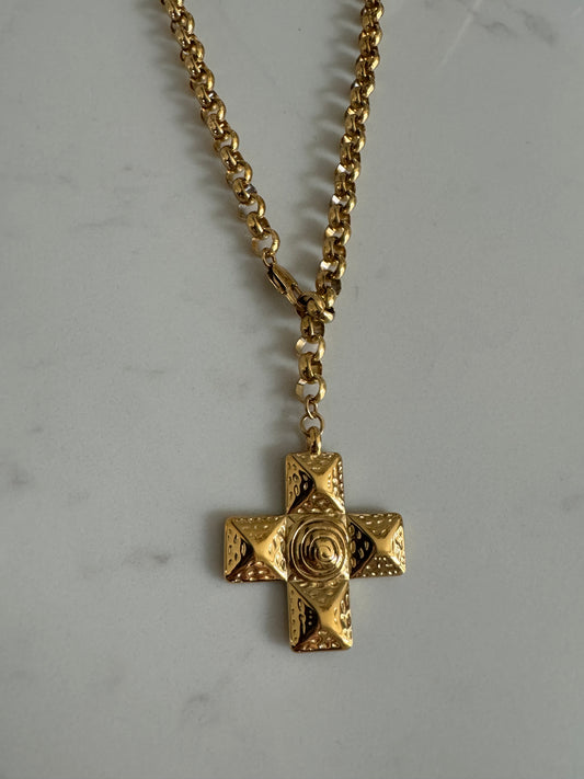 Chunky Cross Necklace : Gold