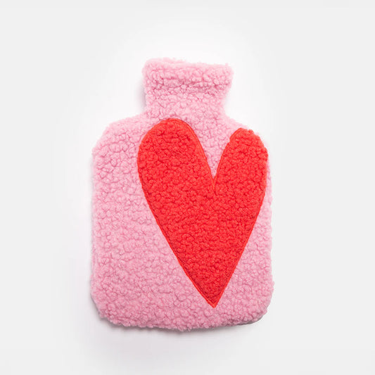 Pink/Red Heart Borg Hot Water Bottle