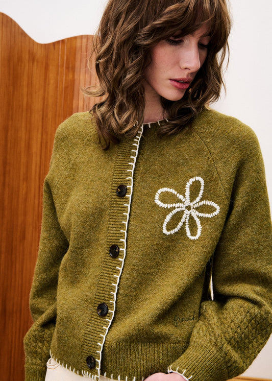 BERGAMOT KHAKI CARDIGAN
