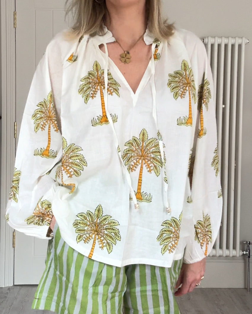 Palm print blouse