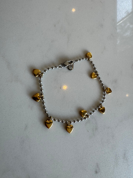 Mix metal heart bracelet