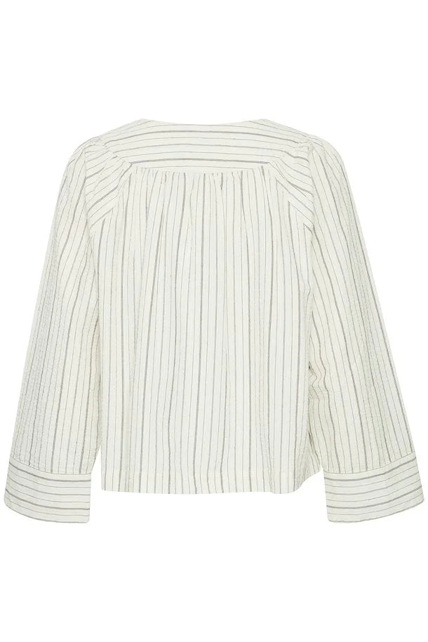 Tie front stripe top