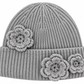 Crochet Flower Knit Beanie