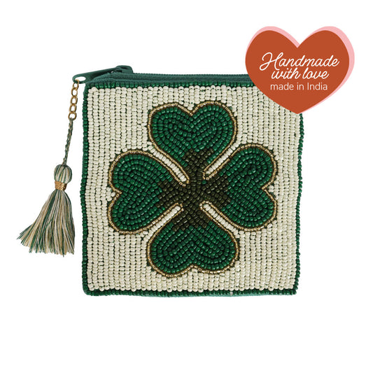 Square Pouch / PurseLucky Clover Green
