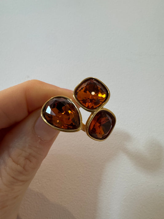 Amber Crystal Ring
