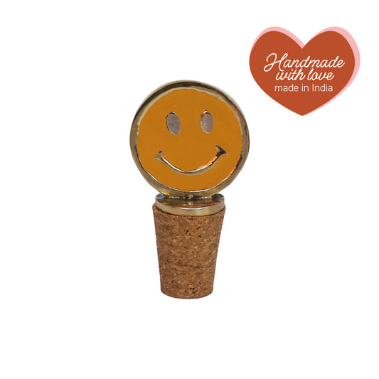 Bottle Stopper Smiley Yellow