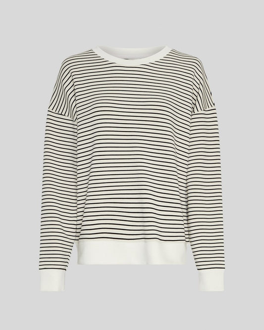 Ima Q Sweatshirt in Black & Oatmeal Stripe