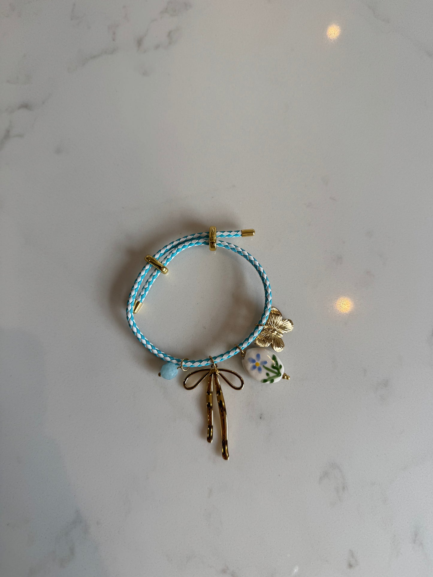 Blue paracord bow bracelet