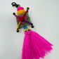 Embroidered tassel keyring : Deep Pink