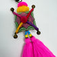 Embroidered tassel keyring : Deep Pink