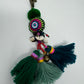 Embroidered tassel keyring : Green