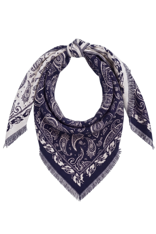 Triangle Paisley Scarf - Navy