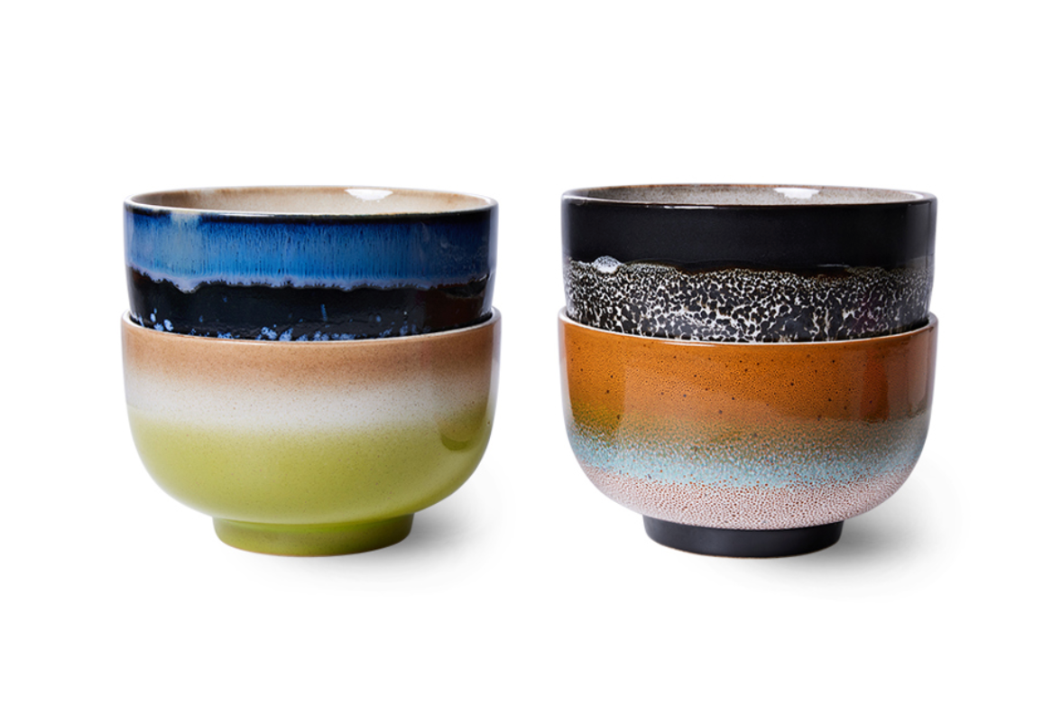 HKliving : 70s ceramics: noodle bowls, Groovy (set of 4)