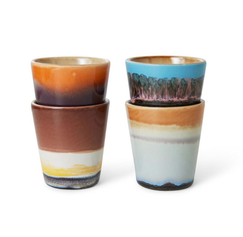 HKliving : 70s ceramics: ristretto mugs, solar (set of 4)