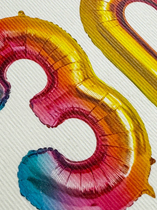 Birthday Balloon No.30 Greeting Card: Individual
