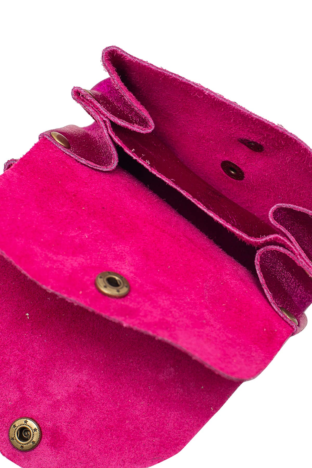 Small Leather purse: Fuchsia Metal