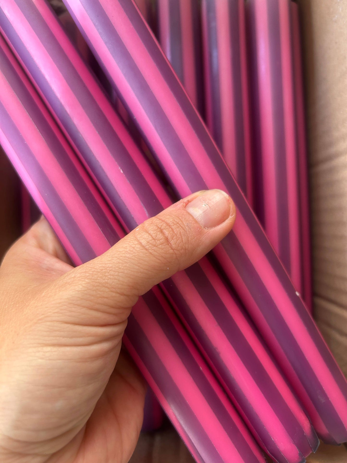 AUTUMN PINSTRIPES INDIVIDUAL : Apricot/rust red