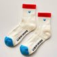 Embroidered Color Block Girlfriend Socks : BLUE RED + HEART