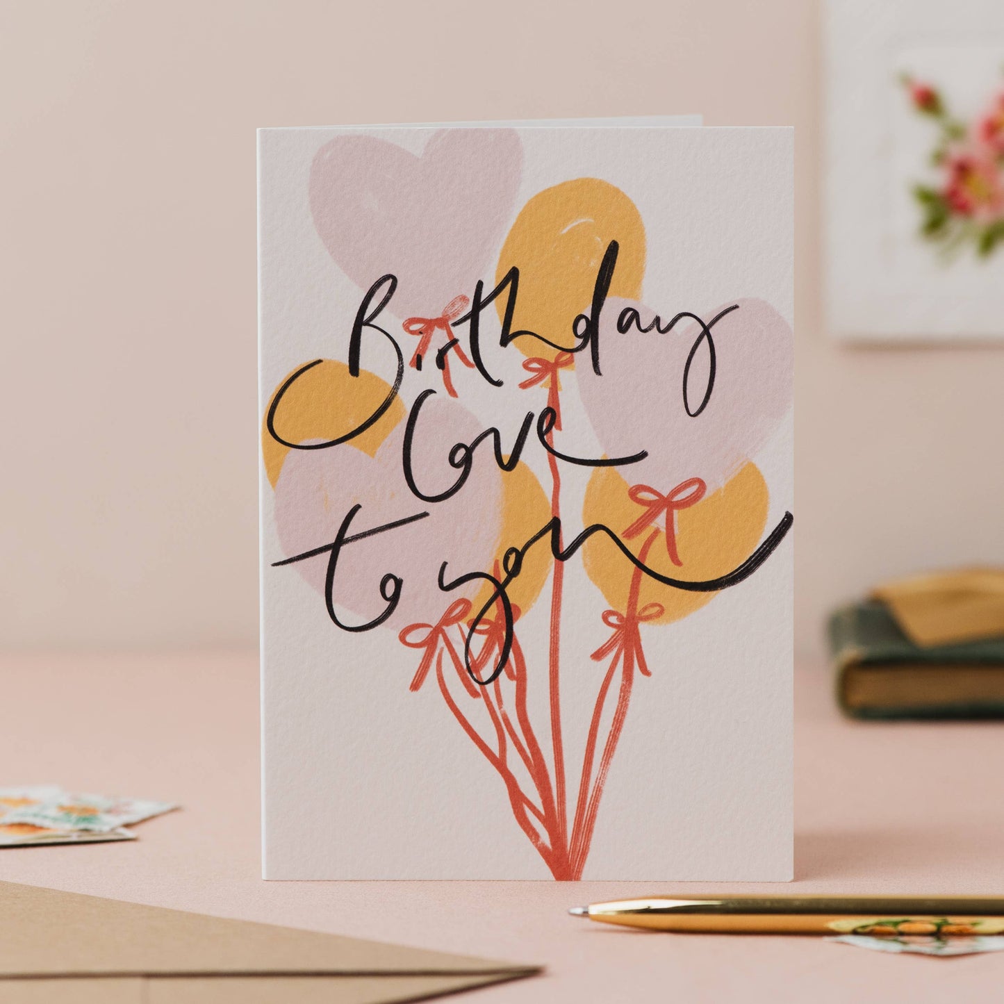'Birthday love to You' Balloon Handwriting Birthday Card: Naked